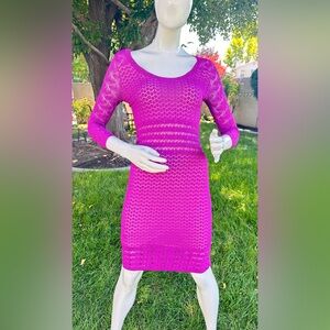 Armani Exchange Pink Bodycon Dress Scoop Neck 3/4 Sleeve